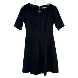Danny & Nicole Black Fit & Flare Dress Gold Zipper Detail Size 2 Petite